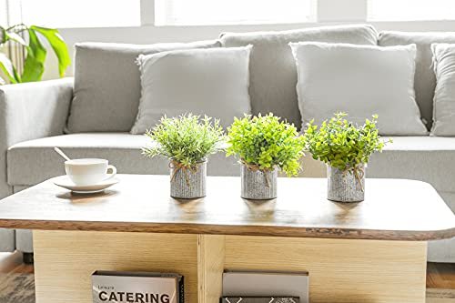 41HzmiPJFEL._SL500_.jpg Mkono 3-Pack Small Eucalyptus Fake Plants in Galvanized Metal Pots for Farmhouse Decor - Image 2