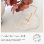 CCINPPY Ceramic Jewelry Tray - Cloud-Shaped Trinket Dish for Rings, Keys & Decor, White, Medium - Image 4