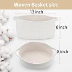 Happyiren Cute Woven Storage Basket with Handle - Perfect for Gifts, Baby Showers & Organizing Toys (13"D x 8"W x 6"H) - Image 2