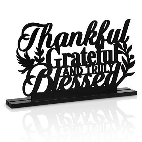Geetery Inspiring Wooden Sign: Motivational Home Decor for Kitchen, Office, Geetery Inspirational Table Art Wooden Sign Inspirational Home Decoration Motivational Table Centerpieces for Home Kitchen Office Faith Gifts(Thankful)