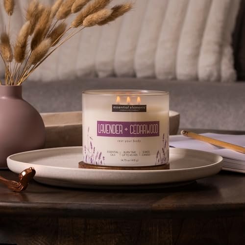 41KnVmonpWL._SL500_.jpg Candle-lite Lavender & Cedarwood Scented Candle, 14.75 oz, 3-Wick, 45-Hour Burn, USA-Made - Image 6