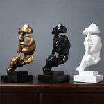 Aboxoo Thinker Statue - Gold Silence is Golden Abstract Art Figurine for Modern Home Decor, Office, and Living Room - Image 7