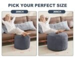 WSOFRLAC Dark Grey Pouf Ottoman - 26x18 Corduroy Foot Stools for Living Room, Small Foam Hassocks. - Image 2