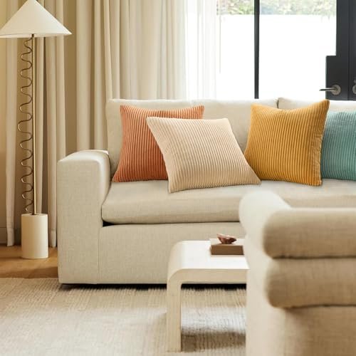 41MIG9dBBCL._SL500_.jpg Topfinel Set of 4 Velvet Decorative Pillow Covers, 18x18 inch, Orange/Teal, Modern Boho Farmhouse Style. - Image 7