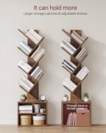 SUNMORY 6-Tier Narrow Bookshelf with Storage Cabinet, Modern Floor-Standing Organizer in Rustic Brown for Home, Office, or Corner Spaces. - Image 4