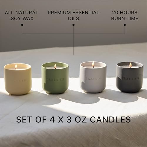 41O3ZmZFYL._SL500_.jpg Craft & Kin Candle Discovery Set | 4-Pack of 3oz Soy Blend Candles | 20-Hour Burn Time in Ceramic Jars - Image 2