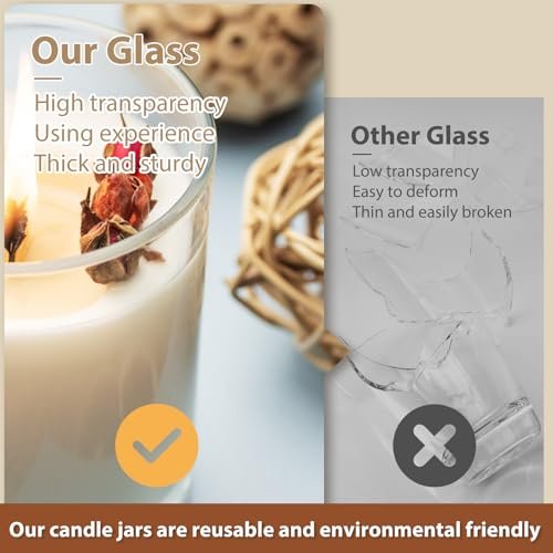 41OoElLaAJL._SL500_.jpg SHOWIN 16-Pack Thick Candle Jars, 7 OZ Empty Jars with Wood Lids for Candle Making and Samples - Image 3