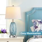Lovlast Coastal Modern Glass Table Lamp with 3-Way Lighting & USB for Bedroom & Living Room (23.5" H) - Image 6