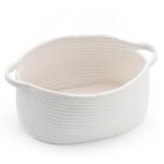 Happyiren Cute Woven Storage Basket with Handle, Baskets for Gifts Empty, Present Containers for Mother's Day Baby Shower Raffle Burr, Decorative Organizer Box for Storage Baby Toy, 13"D x 8"W x 6"H