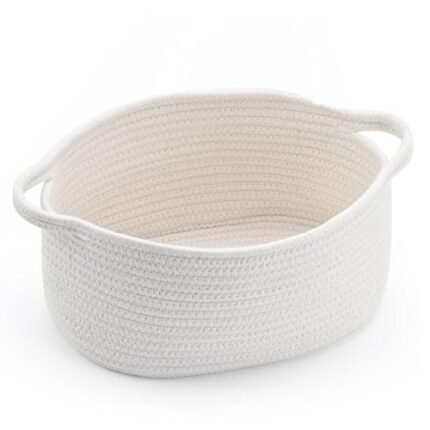 Happyiren Cute Woven Storage Basket with Handle, Baskets for Gifts Empty, Present Containers for Mother's Day Baby Shower Raffle Burr, Decorative Organizer Box for Storage Baby Toy, 13"D x 8"W x 6"H
