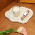 CCINPPY Ceramic Jewelry Tray Trinket Dish, Decorative Cloud Vanity Key Tray for Women, Ring Holder Dish, Cute Jewelry Plate Bowl Room Decor Aesthetic, White, Medium