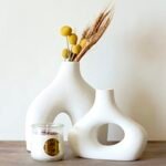 Set of 2 Carrot's Den Large White Ceramic Donut Vases - Minimalist Nordic Design for Home Decor - Image 9