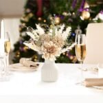Mkono 13.5" Ceramic Vase with Small Artificial Flowers - Elegant Silk Centerpiece for Home, Dining & Weddings - Image 3