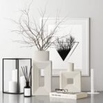 Set of 2 White Ceramic Square Vases in Nordic Boho Style for Rustic Home Decor – Ideal for Living Room, Shelf, Table, and Entryway. - Image 7