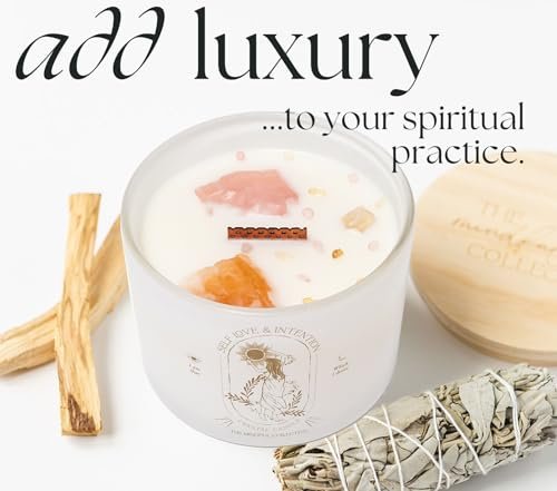 41Rh6AjGEL._SL500_.jpg Healing Crystals Candle for Women: 12oz Wood Wick Aromatherapy with Lavender Vanilla. Ideal Spiritual Gifts. - Image 9