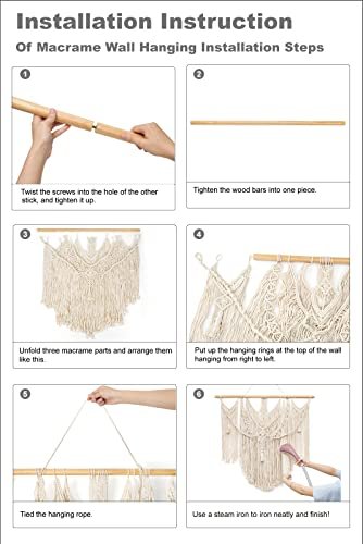 41Rrir08slL._SL500_.jpg Mkono Macrame Wall Hanging – Chic Boho Home Decor for Bedroom, Living Room, or Dorm, 36"x35" - Image 7