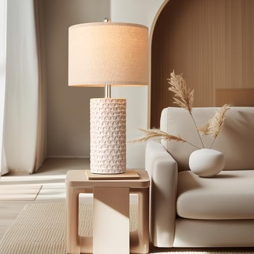 41SP18aTPlL._SL500_.jpg PARTPHONER 23" Modern Ceramic Table Lamp Set of 2 - Rustic Farmhouse Nightstand Lamps for Bedroom & Living Room Decor - Image 5