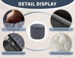 WSOFRLAC Dark Grey Pouf Ottoman - 26x18 Corduroy Foot Stools for Living Room, Small Foam Hassocks. - Image 4
