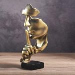 Aboxoo Thinker Statue - Gold Silence is Golden Abstract Art Figurine for Modern Home Decor, Office, and Living Room - Image 4