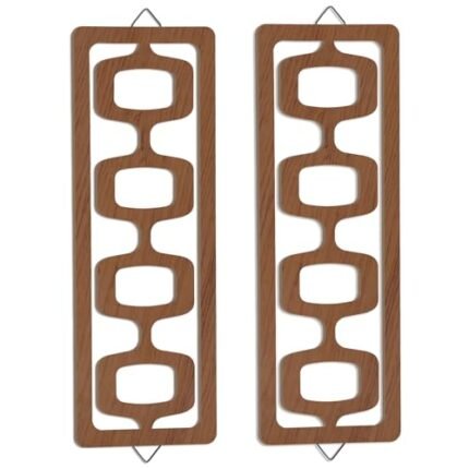 CroBlissful 2 Pcs Mid Century Modern Wall Art Wood Mid Century Elegance Decor Accents Abstract Wall Sculpture Geometric Panels for Interior Panel Art for Home Living Room(Brown)