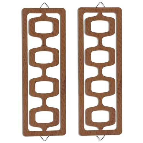 CroBlissful 2-Pc Mid Century Modern Wall Art: Elegant Brown Geometric CroBlissful 2 Pcs Mid Century Modern Wall Art Wood Mid Century Elegance Decor Accents Abstract Wall Sculpture Geometric Panels for Interior Panel Art for Home Living Room(Brown)