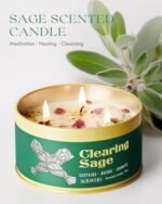 AOOVOO Sage Candle for Cleansing – 12oz Large 3-Wick Scented Candle with Crystals & Sage, Non-Toxic Aromatherapy Gift for Meditation. - Image 4