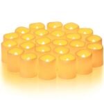Homemory 24Pack Flickering Flameless Votive Candles, 200+Hour Long Lasting Electric Fake Candles, Battery Operated LED Tealight for Wedding, Christmas Decorations, Outdoor (Battery Included)
