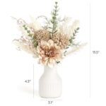 Mkono 13.5" Ceramic Vase with Small Artificial Flowers - Elegant Silk Centerpiece for Home, Dining & Weddings - Image 6