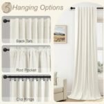 84-Inch 100% Blackout Curtains - 2 Panel Set in Neutral Boho Linen for Bedroom & Living Room, Thermal Insulated Ivory Drapes. - Image 6