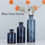 Blue Ceramic Vase Set - 3 Small Farmhouse Vases for Home, Living Room, Table, and Fireplace Decor - Image 7