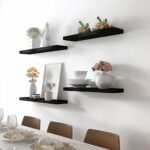 YFYEO Black Wood Floating Shelves - Rustic Wall Shelves for Bedroom and Living Room, Set of 4 - Image 2