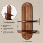 GRID FORTE Mid-Century Modern Arched Wall Shelf – 22x11.6 Inch Walnut Double Floating Rainbow Shelf for Indoor Planters & Decor - Image 3