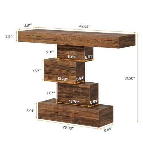 41X-PZcrO2L._SL500_.jpg Tribesigns 42.5" Farmhouse Console Table - Narrow Rustic Brown Sofa Table for Living Room & Hallway. - Image 2