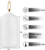 YOROXRG 2"x4" Unscented White Pillar Candles, Set of 20. Perfect for Weddings, Emergencies, Spas, and Parties. - Image 5