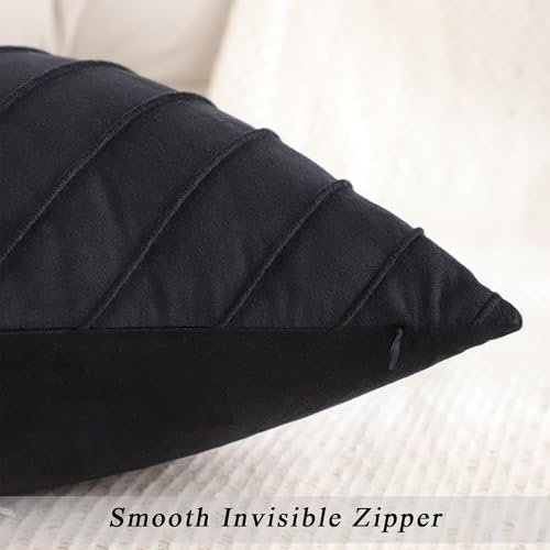 41Y50DxX3aL._SL500_.jpg Tosleo Black Velvet Throw Pillow Covers 18x18” - Pack of 2 with Gold Leather for Modern Luxury Decor. - Image 3