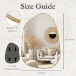 PERFNIQUE 27''x19'' Gold Wood Framed Asymmetrical Wall Mirror for Bathroom, Bedroom, & Living Room - Image 3