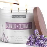 Candle-lite Essential Elements Scented Candles, Lavender & Cedarwood, 14.75 oz Jar, Proudly Poured in the USA, Aromatherapy, 3-Wick with 45 Hours of Burn Time, Perfect for Creating a Relaxing Ambiance