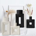 Set of 2 White Ceramic Square Vases in Nordic Boho Style for Rustic Home Decor – Ideal for Living Room, Shelf, Table, and Entryway. - Image 3