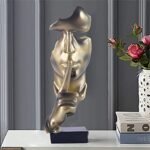 Aboxoo Thinker Statue - Gold Silence is Golden Abstract Art Figurine for Modern Home Decor, Office, and Living Room - Image 5