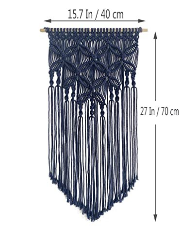 41aHtQkmMjL._SL500_.jpg Winterdemoon Handmade Cotton Macrame Wall Hanging in Navy - Stylish Home Decor Accent - Image 6
