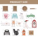 Tiered Tray Decor Set: Seasonal & Holiday Decorations with 3 Frames, 21 Double-Sided Cards, & 13 Rustic Wood Signs for Home. - Image 2