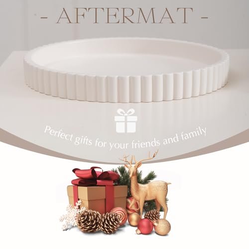 41aYOigW3ZL._SL500_.jpg Decorative 11" White Round Concrete Tray for Coffee Table, Living Room, or Accent Table Decor. - Image 6