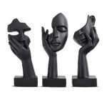 oliruim 3 Pcs Thinker Small Statue Set - Black Art Abstract Home Accent Figurines for Decor Woman Apartment Bookshelf Floating Shelf Coffee Table Office Desk Bathroom Counter Decor (3 Pcs Black)