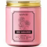 AOOVOO Sandalwood Rose Scented Candle - Soy Candles for Home Scented, 9 OZ Aromatherapy Candle for Women