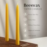 9-Inch Unscented Beeswax Taper Candles, Smokeless & Dripless, 10-Hour Burn Time (8-Pack) - Image 3