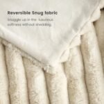 Cozy Bliss Faux Fur Throw Blanket - Plush Striped Sofa Blanket for Couch & Bedroom, 60x80 in Beige. - Image 7
