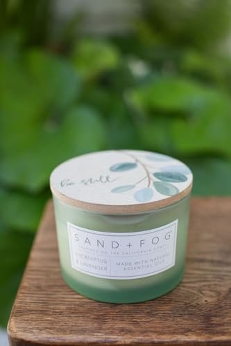41dP8RLMO2L._SL500_.jpg Sand + Fog Eucalyptus & Lavender Scented Candle - 100% Cotton Wick, 12 oz Jar - Luxury Home Decor - Image 7