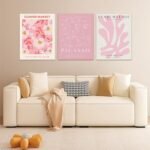 Djmwtb Matisse Picasso Pink Canvas Art Set: 3 Framed Abstract Flower Prints for Girls' Room, 12x16in. - Image 5