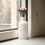Small White Ceramic Flower and Pampas Grass Vase - Modern Bohemian Centerpiece for Home Decor. - Image 7