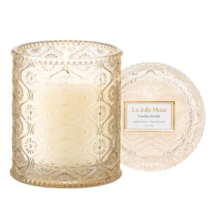 LA JOLIE MUSE Vanilla Bomb Candle, Vanilla Scented Candles Gifts for Mothers Day, Natural Soy Candles for Home Scented, 6 oz 40 Hours Burn
